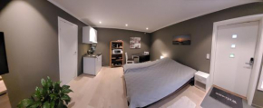 Stilren suite med egen inngang og kokemuligheter.